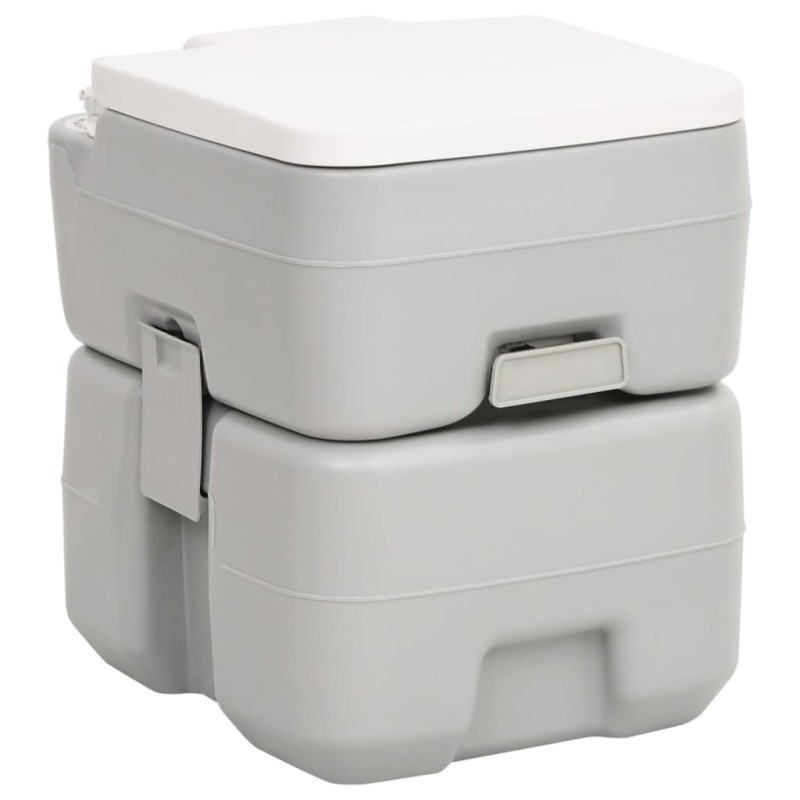 vidaXL Inodoro de camping portátil HDPE gris y blanco 20+10 L vidaXL Inodoro de camping portátil HDPE gris y blanco 20+10 L