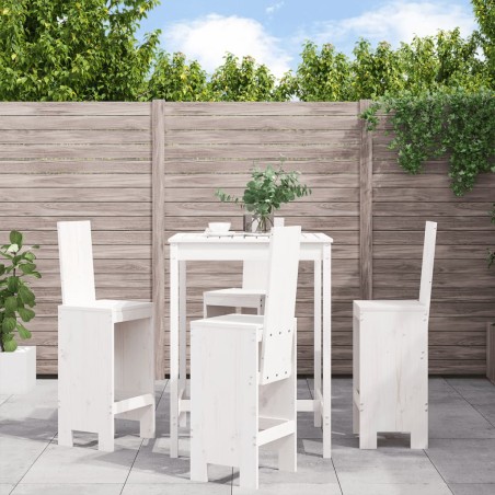 vidaXL Set de mesa y taburetes altos jardín 5 pzas madera pino blanco