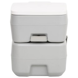vidaXL Inodoro de camping portátil HDPE gris y blanco 20+10 L
