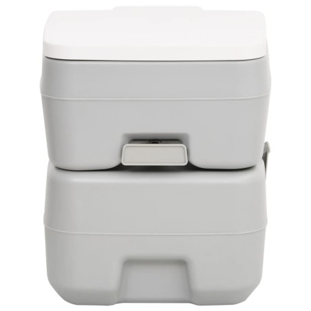 vidaXL Inodoro de camping portátil HDPE gris y blanco 20+10 L