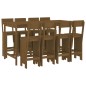 vidaXL Mesa y taburetes altos de jardín 9 pzas madera pino marrón miel vidaXL Mesa y taburetes altos de jardín 9 pzas madera pino marrón miel