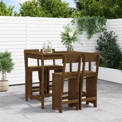 vidaXL Mesa y taburetes altos de jardín 5 pzas madera pino marrón miel