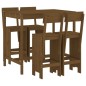 vidaXL Mesa y taburetes altos de jardín 5 pzas madera pino marrón miel vidaXL Mesa y taburetes altos de jardín 5 pzas madera pino marrón miel