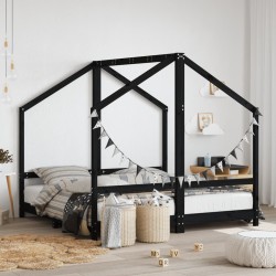 vidaXL Estructura de cama para niños madera de pino negro 80x160 cm
