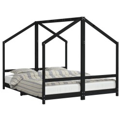 vidaXL Estructura de cama para niños madera pino negro 2x(80x200) cm