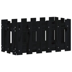 vidaXL Jardinera diseño de valla madera maciza pino negra 60x30x30 cm