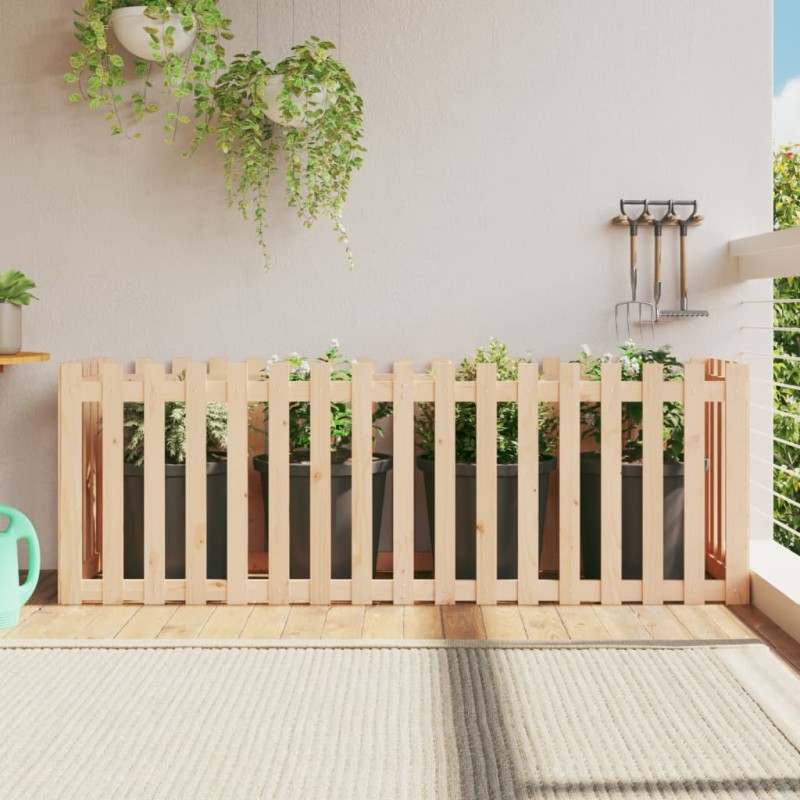 vidaXL Arriate elevado jardín con valla madera maciza pino 200x50x70cm