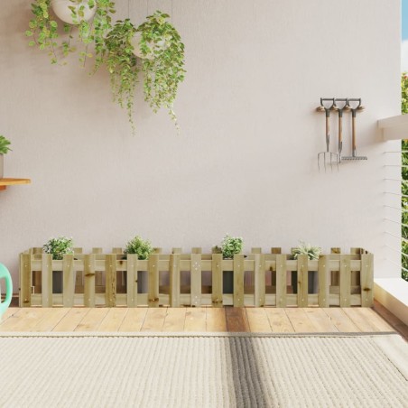 vidaXL Arriate elevado jardín valla madera impregnada pino 200x30x30cm