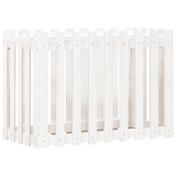 vidaXL Arriate elevado jardín con valla madera pino blanco 100x50x70cm