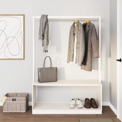 vidaXL Perchero con zapatero madera maciza pino blanco 113x40x157,5 cm