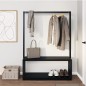 vidaXL Perchero con zapatero madera maciza pino negro 113x40x157,5 cm vidaXL Perchero con zapatero madera maciza pino negro 113x40x157,5 cm