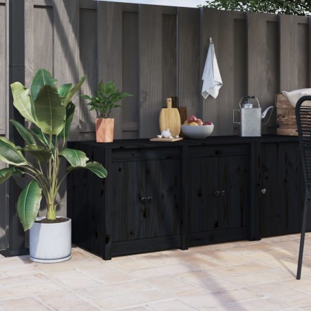 vidaXL Mueble de cocina exterior madera maciza pino negro 106x55x64 cm