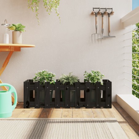 vidaXL Arriate elevado jardín con valla madera pino negro 100x30x30cm