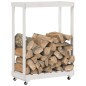 vidaXL Leñero con ruedas madera maciza de pino blanco 76,5x40x108 cm vidaXL Leñero con ruedas madera maciza de pino blanco 76,5x40x108 cm