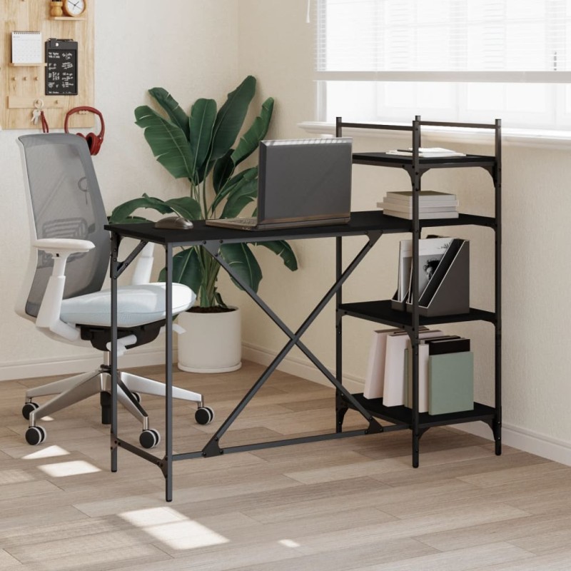 vidaXL Escritorio para ordenador con estantes negro 120x47x109 cm vidaXL Escritorio para ordenador con estantes negro 120x47x109 cm