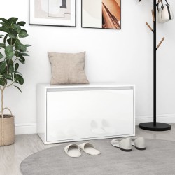 vidaXL Banco de pasillo madera de ingeniería blanco brillo 80x40x45 cm