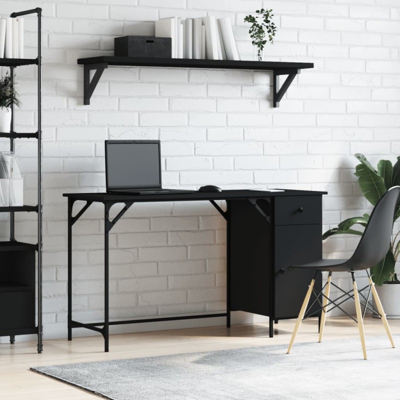 vidaXL Escritorio para ordenador madera ingeniería negro 131x48x75 cm