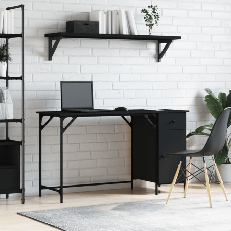 vidaXL Escritorio para ordenador madera ingeniería negro 131x48x75 cm