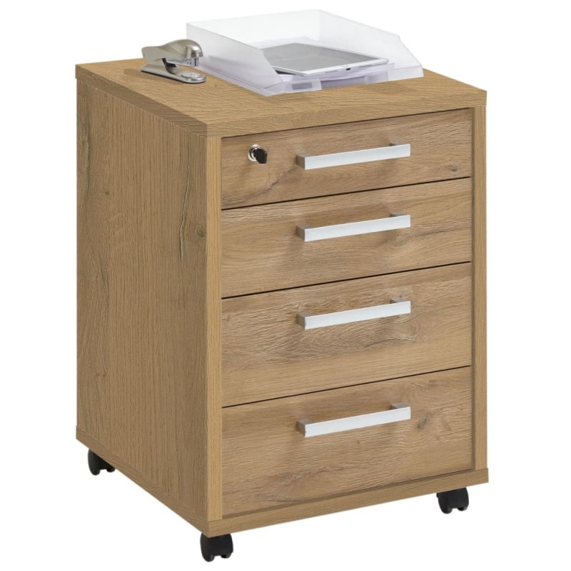 FMD Cajonera con ruedas color roble 48x49,5x65,5 cm FMD Cajonera con ruedas color roble 48x49,5x65,5 cm