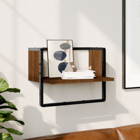 vidaXL Estante de pared con barra marrón roble 40x25x30 cm