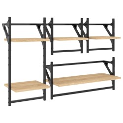 vidaXL Estantes pared con barras 4 pzas madera ingeniería roble Sonoma