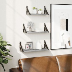 vidaXL Estantes de pared 3 pzas madera de ingeniería gris Sonoma