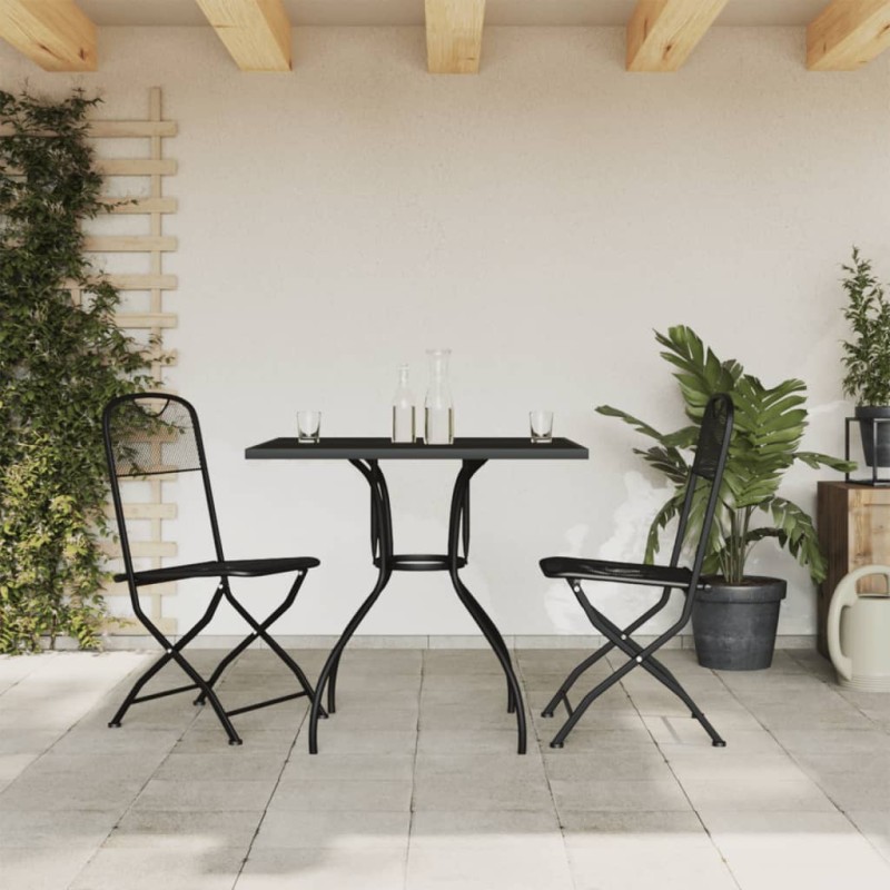 vidaXL Juego de comedor de jardín 3 pzas malla metálica gris antracita