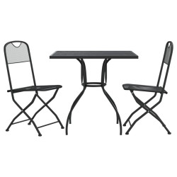 vidaXL Juego de comedor de jardín 3 pzas malla metálica gris antracita