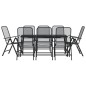 vidaXL Juego de comedor de jardín 9 pzas malla metálica gris antracita