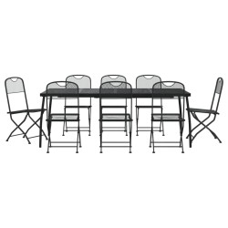 vidaXL Juego de comedor de jardín 9 pzas malla metálica gris antracita