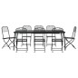 vidaXL Juego de comedor de jardín 9 pzas malla metálica gris antracita