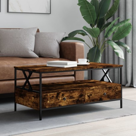 vidaXL Mesa de centro madera de ingeniería roble ahumado 100x51x45 cm