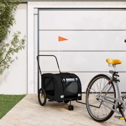 vidaXL Remolque de bicicleta mascotas hierro tela Oxford negro