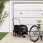 vidaXL Remolque de bicicleta mascotas hierro tela Oxford negro