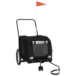 vidaXL Remolque de bicicleta mascotas hierro tela Oxford negro