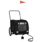 vidaXL Remolque de bicicleta mascotas hierro tela Oxford negro