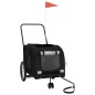 vidaXL Remolque de bicicleta mascotas hierro tela Oxford negro