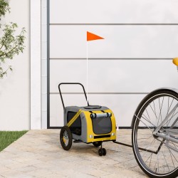 vidaXL Remolque bicicleta mascotas hierro tela Oxford amarillo negro