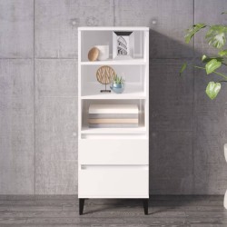 vidaXL Aparador alto madera contrachapada blanco brillo 40x36x110 cm