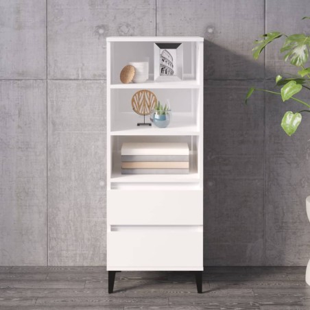 vidaXL Aparador alto madera contrachapada blanco brillo 40x36x110 cm