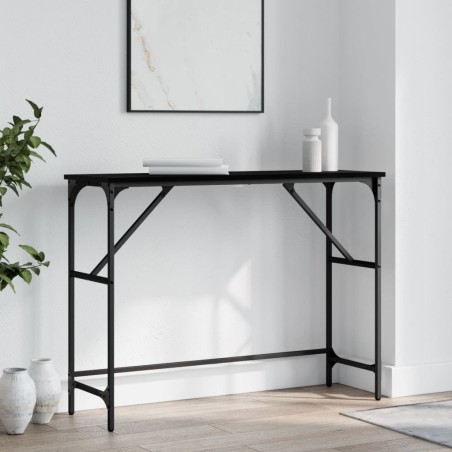 vidaXL Mesa consola madera de ingeniería negro 100x32x75 cm