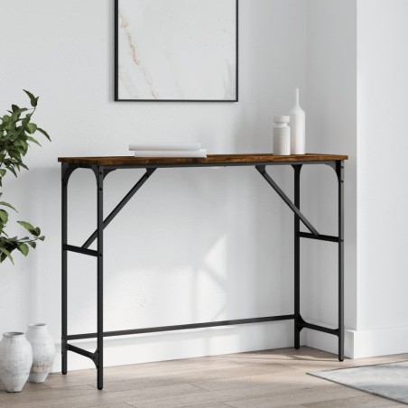vidaXL Mesa consola madera de ingeniería roble ahumado 100x32x75 cm
