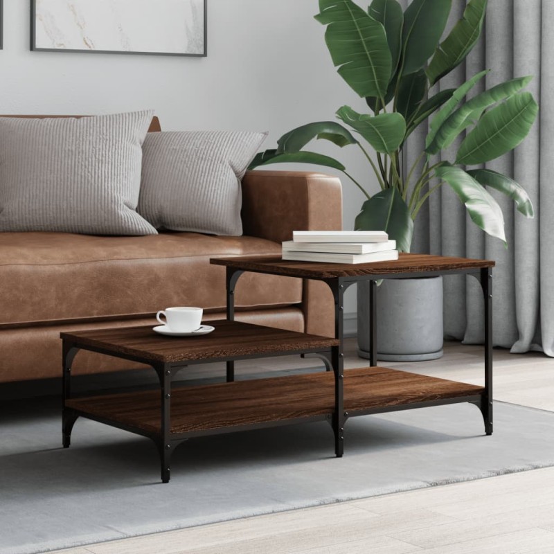 vidaXL Mesa de centro madera contrachapada roble marrón 100x50,5x45 cm vidaXL Mesa de centro madera contrachapada roble marrón 100x50,5x45 cm