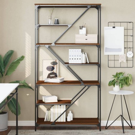 vidaXL Estantería madera de ingeniería acero roble marrón 91x36x176 cm
