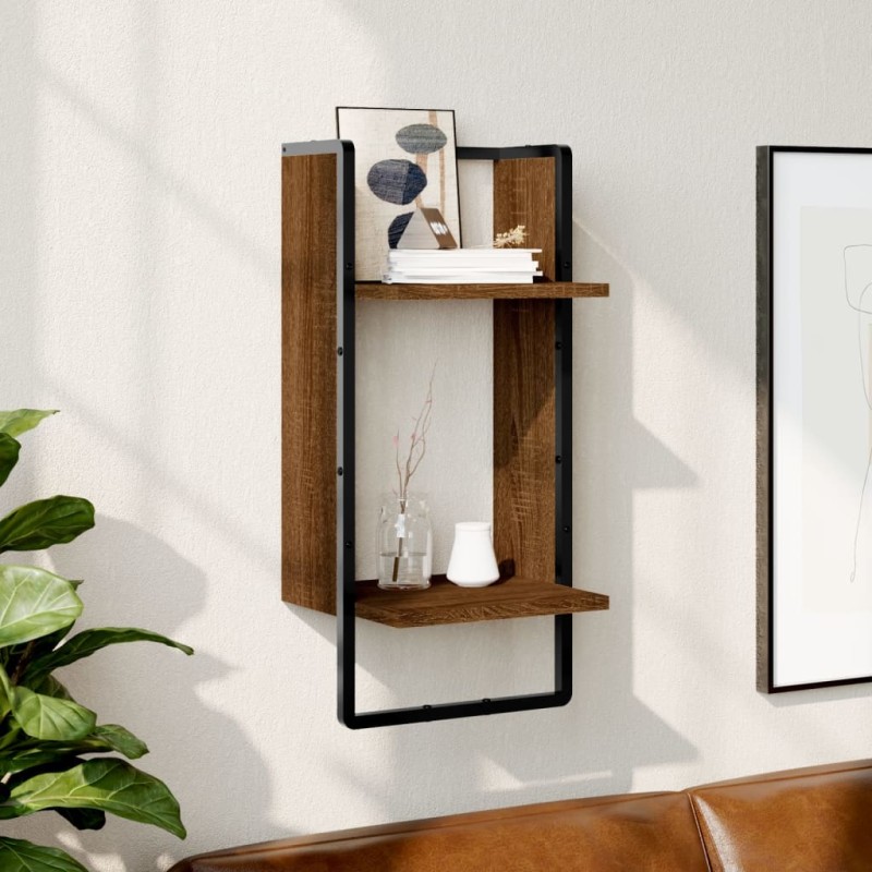 vidaXL Estante de pared con barra marrón roble 30x25x65 cm vidaXL Estante de pared con barra marrón roble 30x25x65 cm
