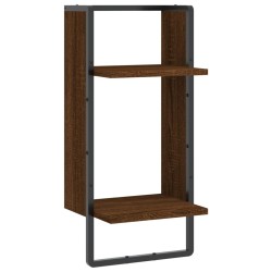 vidaXL Estante de pared con barra marrón roble 30x25x65 cm