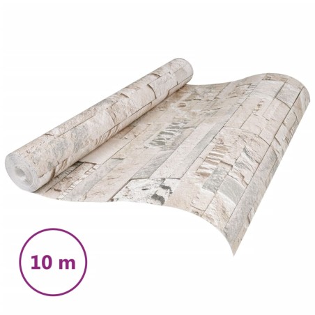 vidaXL Papel pintado de pared 3D aspecto piedra gris y beige