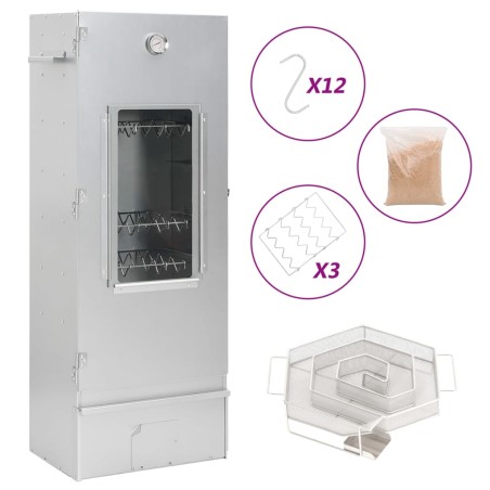 vidaXL Horno ahumador de BBQ con generador humo frío acero galvanizado
