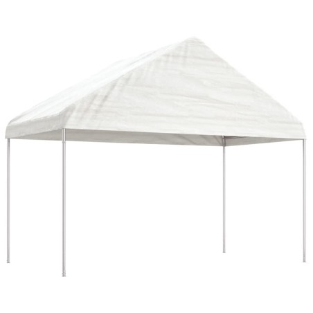  vidaXL Cenador con techo polietileno blanco 4,08x2,23x3,22 m