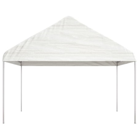 vidaXL Cenador con techo polietileno blanco 4,08x2,23x3,22 m